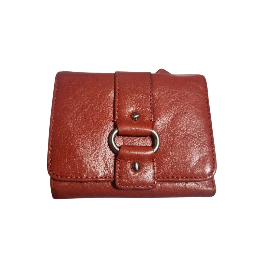 Vtg. Wilsons Leather Trifold Wallet‎ Cognac Brown Pebbled Leather Y2K  NWOT